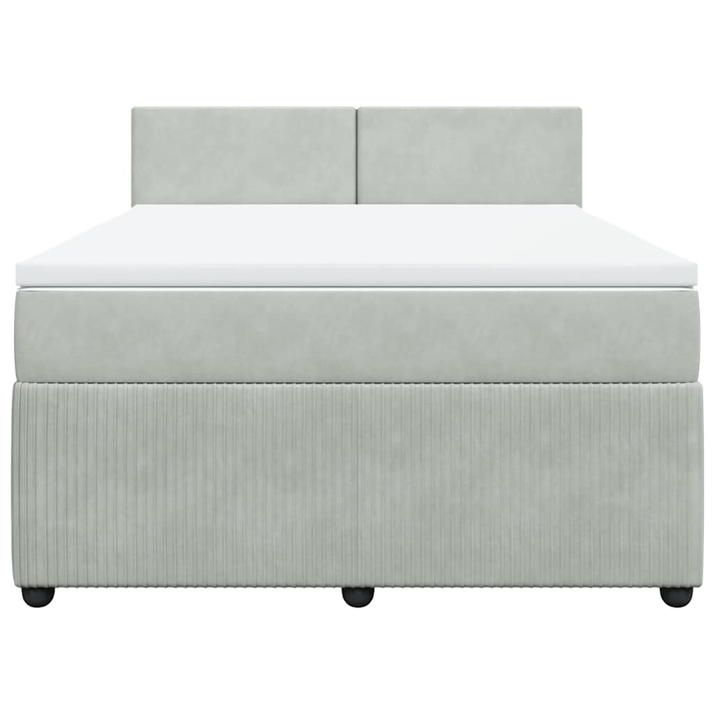 Κρεβάτι Boxspring με Στρώμα Ανοιχτό Γκρι 140x190 εκ. Βελούδινο