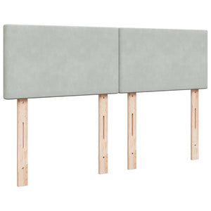 Κρεβάτι Boxspring με Στρώμα Ανοιχτό Γκρι 140x190 εκ. Βελούδινο