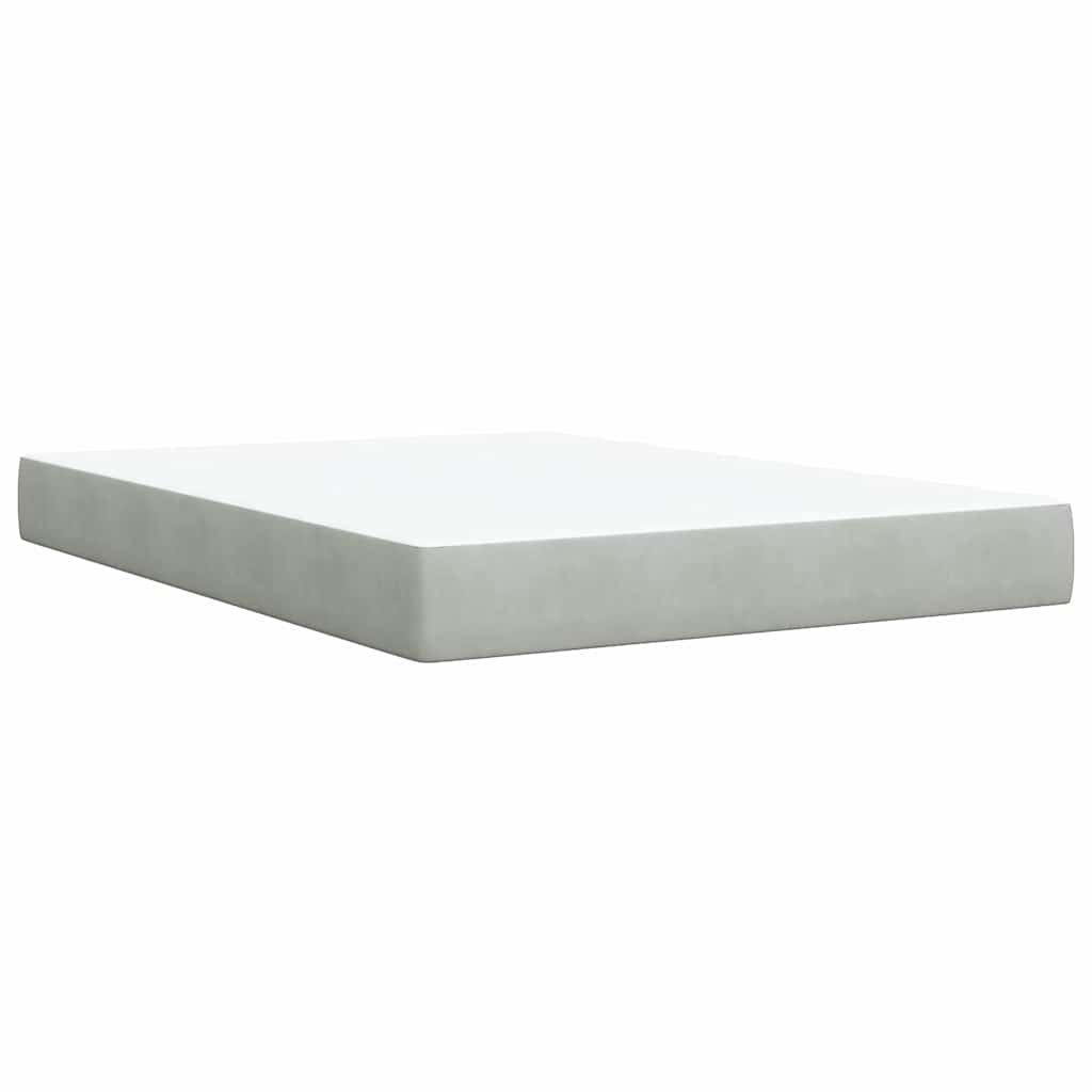 Κρεβάτι Boxspring με Στρώμα Ανοιχτό Γκρι 140x190 εκ. Βελούδινο