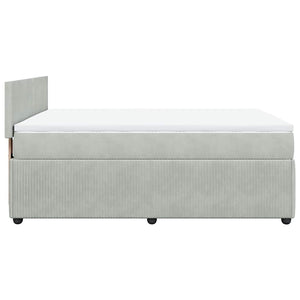 Κρεβάτι Boxspring με Στρώμα Ανοιχτό Γκρι 140x190 εκ. Βελούδινο