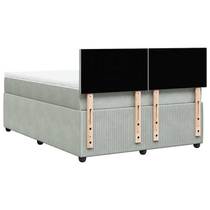 Κρεβάτι Boxspring με Στρώμα Ανοιχτό Γκρι 140x190 εκ. Βελούδινο