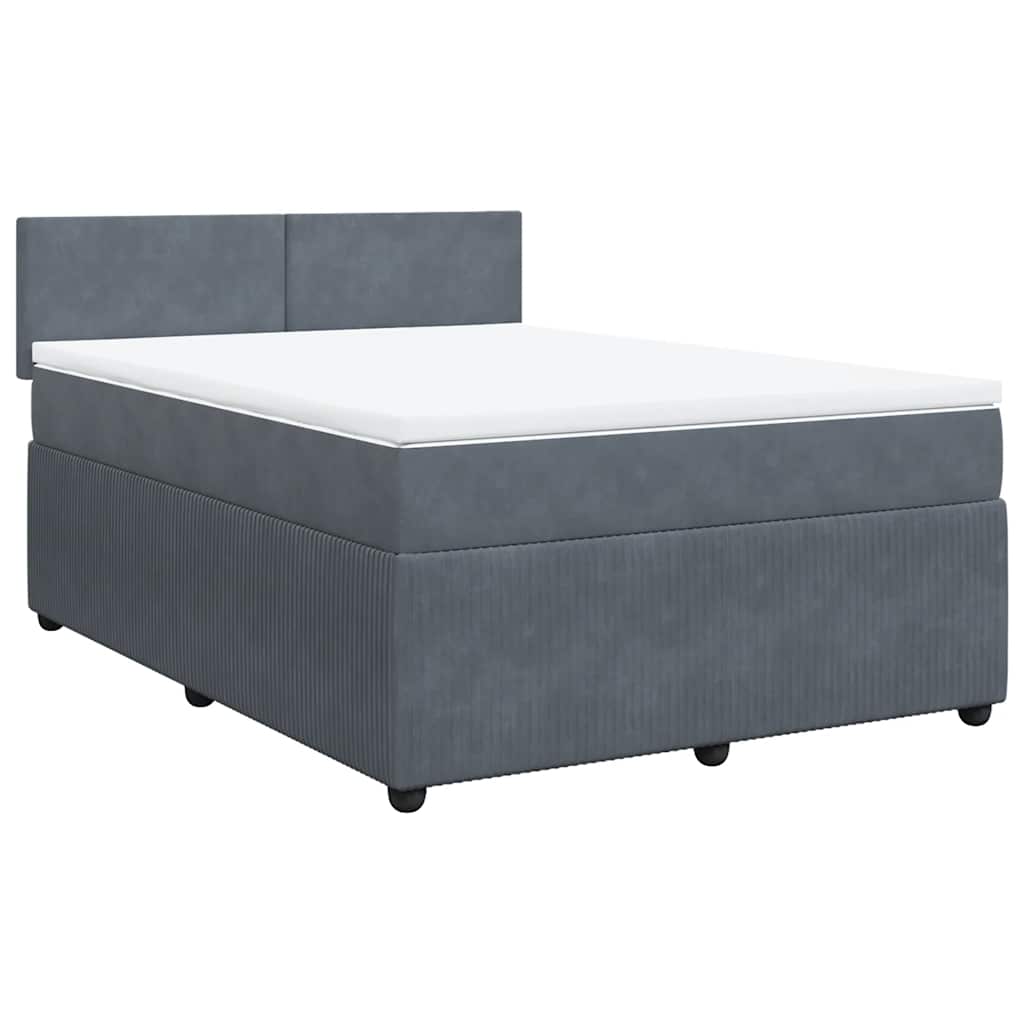 Κρεβάτι Boxspring με Στρώμα Σκούρο Γκρι 140x190 εκ. Βελούδινο - Pakobazaar