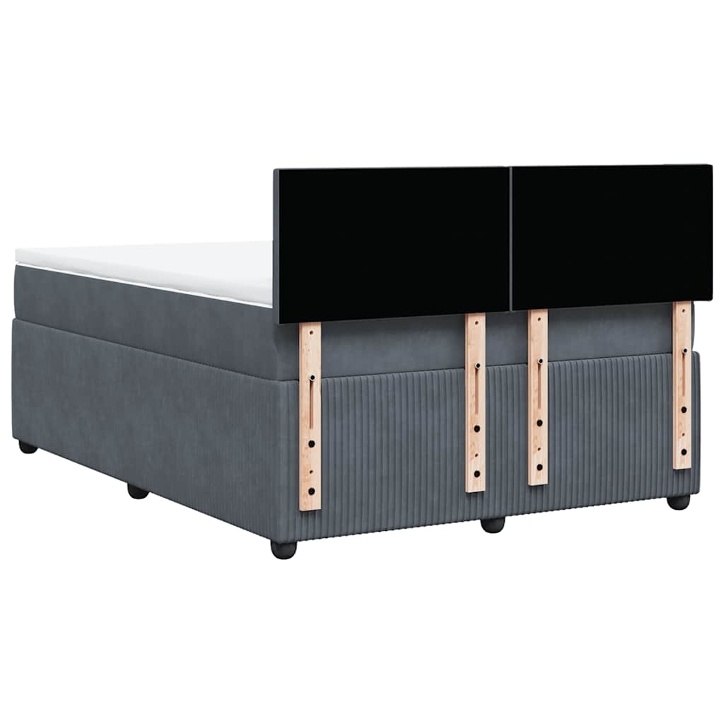 Κρεβάτι Boxspring με Στρώμα Σκούρο Γκρι 140x190 εκ. Βελούδινο - Pakobazaar