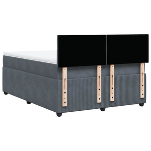 Κρεβάτι Boxspring με Στρώμα Σκούρο Γκρι 140x190 εκ. Βελούδινο - Pakobazaar