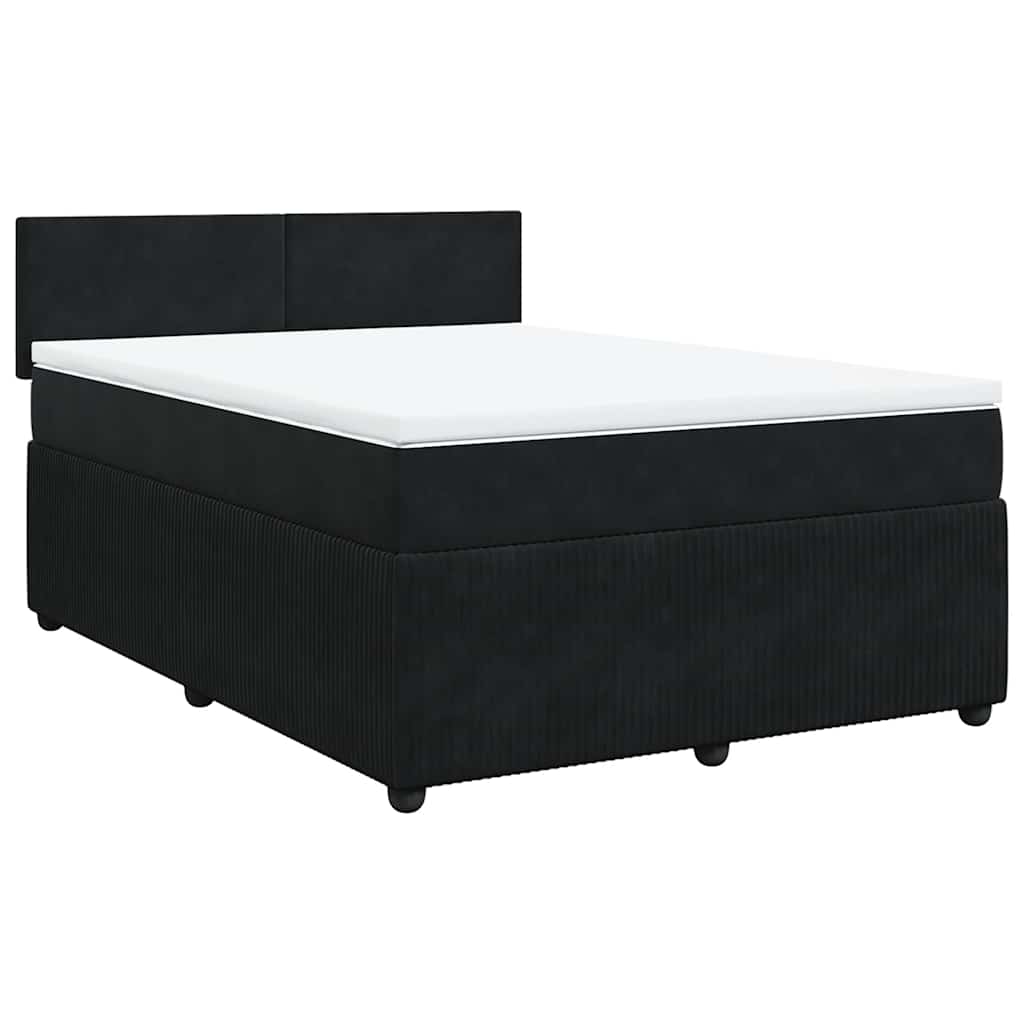 Κρεβάτι Boxspring με Στρώμα Μαύρο 140x190 εκ. Βελούδινο - Pakobazaar