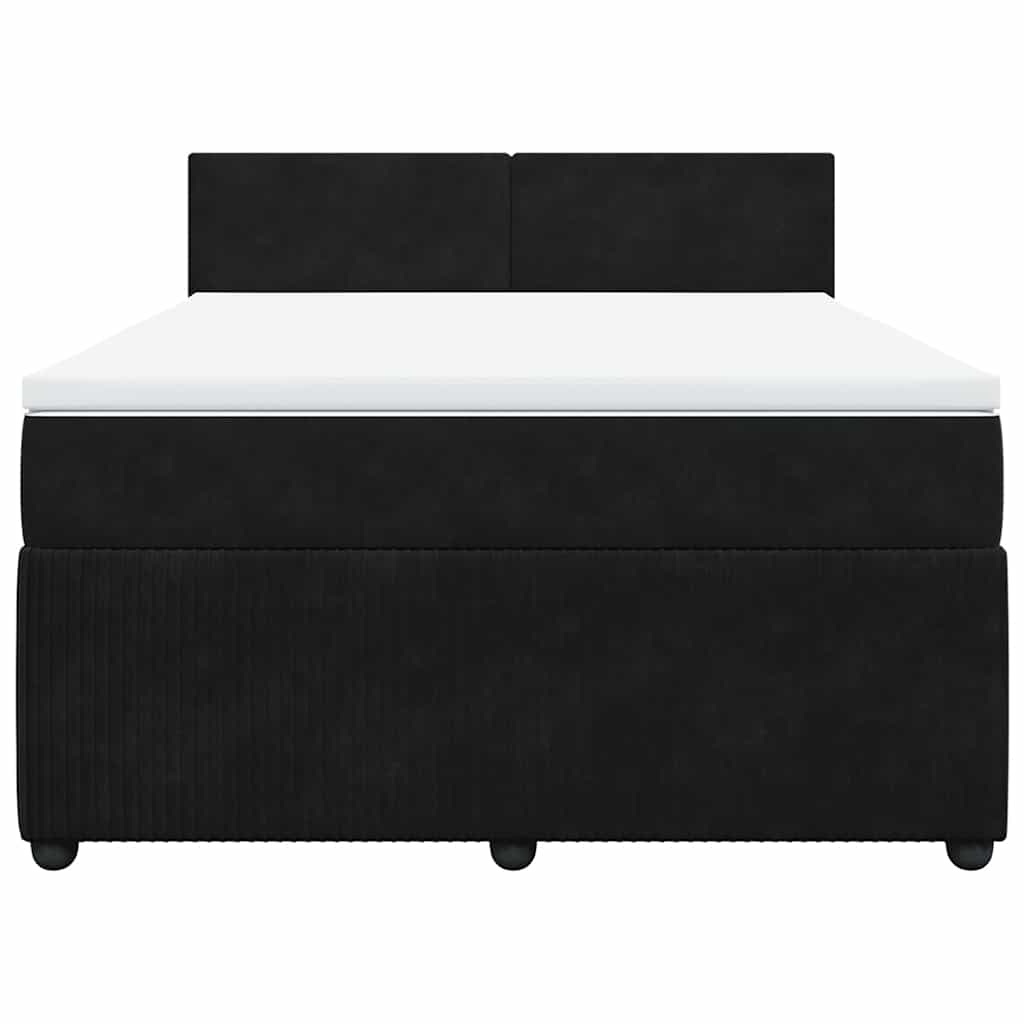 Κρεβάτι Boxspring με Στρώμα Μαύρο 140x190 εκ. Βελούδινο - Pakobazaar