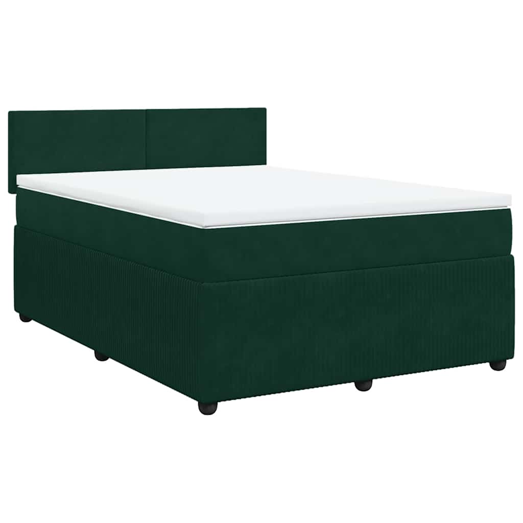 Κρεβάτι Boxspring με Στρώμα Σκούρο Πράσινο 140x190εκ. Βελούδινο