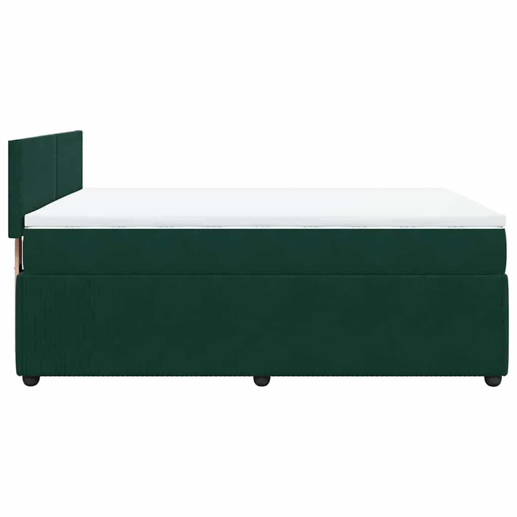 Κρεβάτι Boxspring με Στρώμα Σκούρο Πράσινο 140x190εκ. Βελούδινο