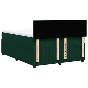 Κρεβάτι Boxspring με Στρώμα Σκούρο Πράσινο 140x190εκ. Βελούδινο