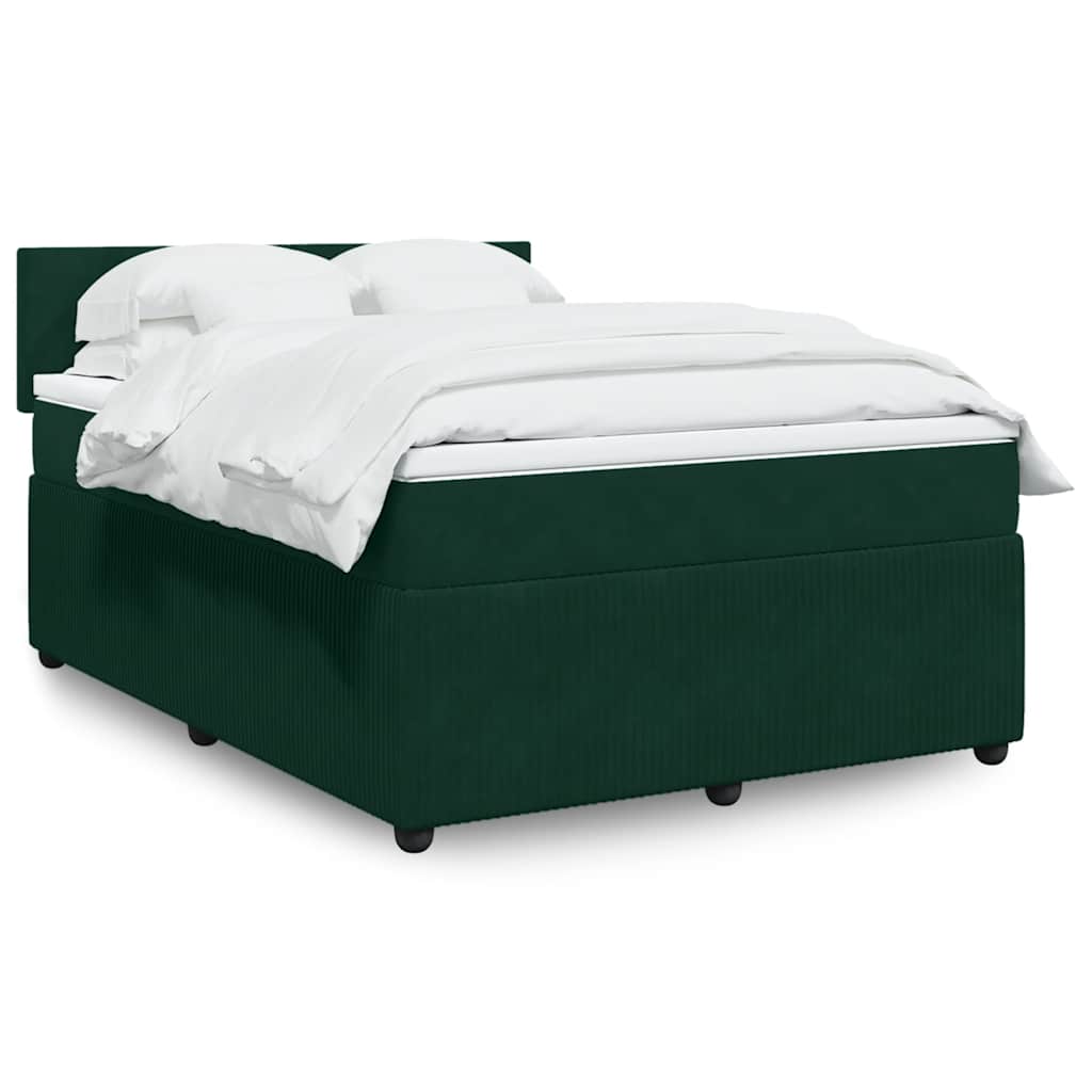 Κρεβάτι Boxspring με Στρώμα Σκούρο Πράσινο 140x190εκ. Βελούδινο