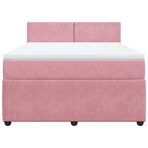 Κρεβάτι Boxspring με Στρώμα Ροζ 140x190 εκ. Βελούδινο - Pakobazaar