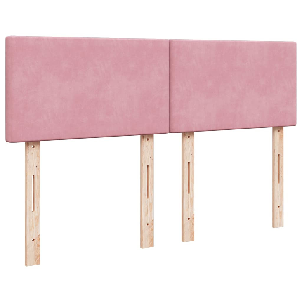Κρεβάτι Boxspring με Στρώμα Ροζ 140x190 εκ. Βελούδινο - Pakobazaar