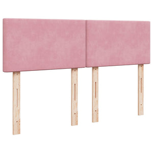 Κρεβάτι Boxspring με Στρώμα Ροζ 140x190 εκ. Βελούδινο - Pakobazaar