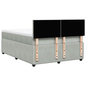 Κρεβάτι Boxspring με Στρώμα Ανοιχτό Γκρι 140x190 εκ. Βελούδινο