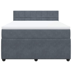 Κρεβάτι Boxspring με Στρώμα Σκούρο Γκρι 140x190 εκ. Βελούδινο