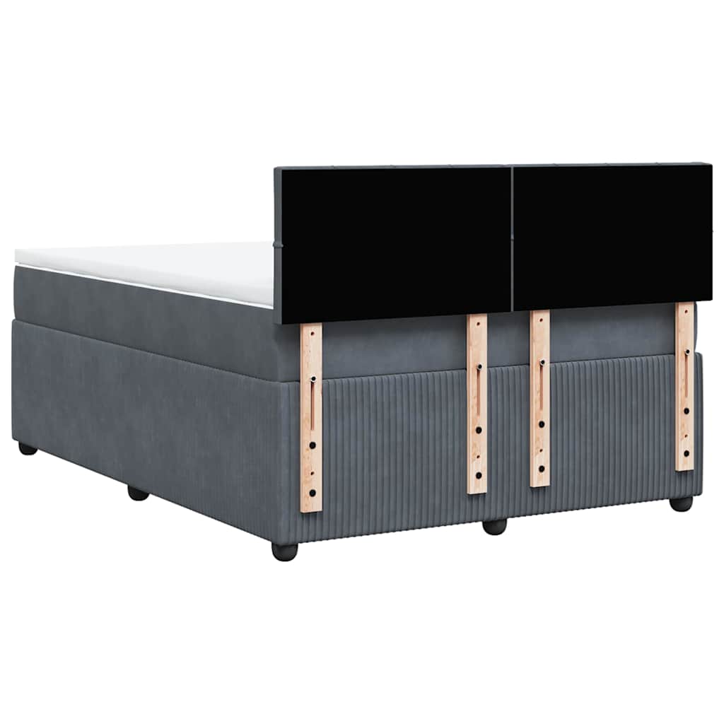 Κρεβάτι Boxspring με Στρώμα Σκούρο Γκρι 140x190 εκ. Βελούδινο