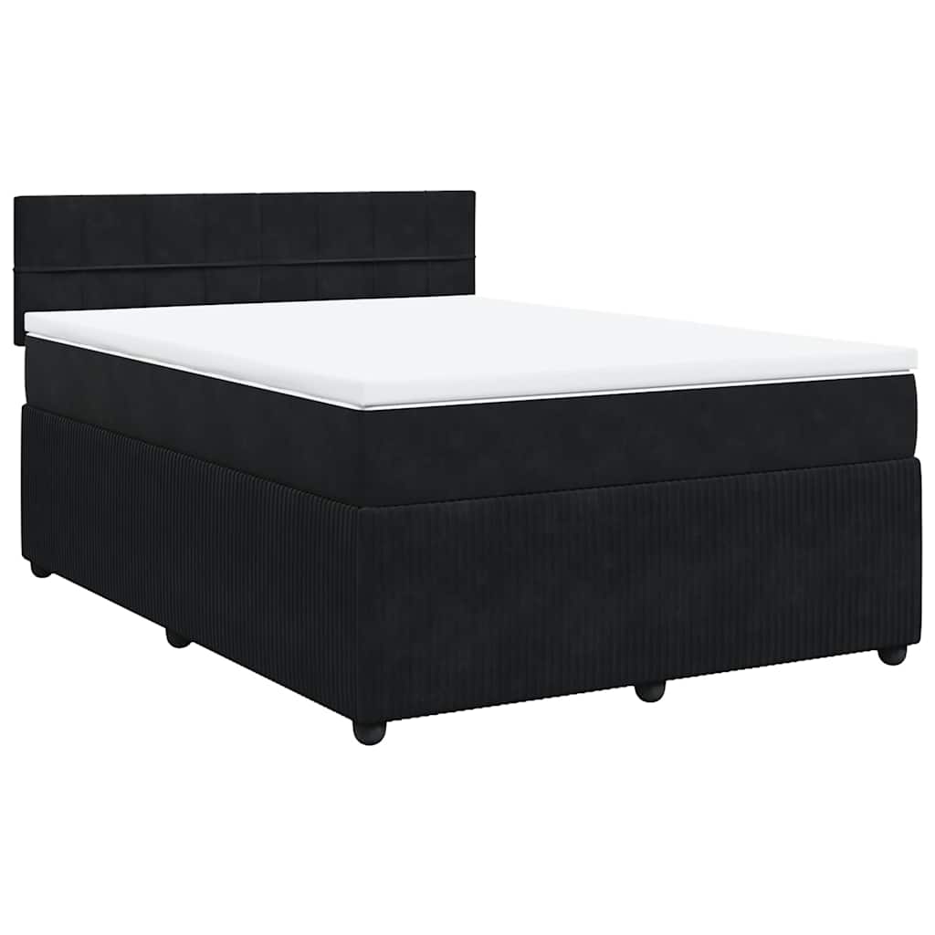 Κρεβάτι Boxspring με Στρώμα Μαύρο 140x190 εκ. Βελούδινο - Pakobazaar