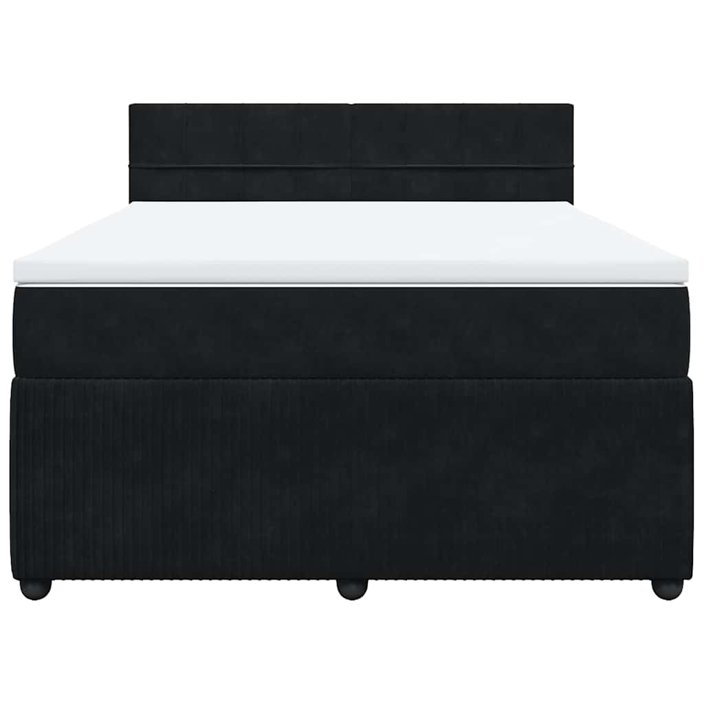 Κρεβάτι Boxspring με Στρώμα Μαύρο 140x190 εκ. Βελούδινο - Pakobazaar
