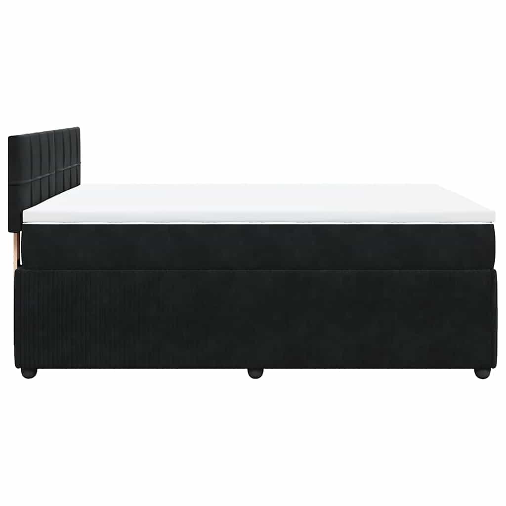 Κρεβάτι Boxspring με Στρώμα Μαύρο 140x190 εκ. Βελούδινο - Pakobazaar