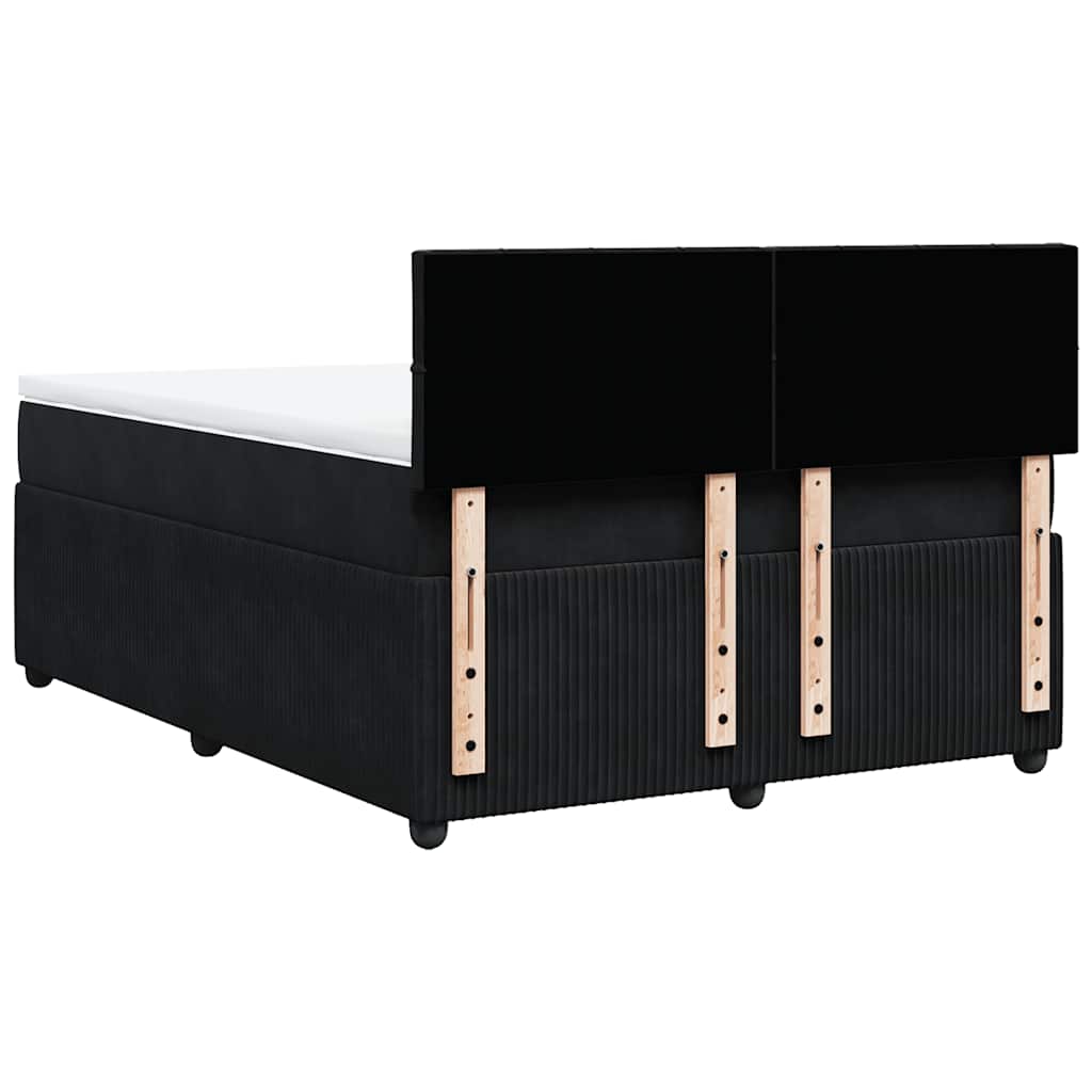 Κρεβάτι Boxspring με Στρώμα Μαύρο 140x190 εκ. Βελούδινο - Pakobazaar