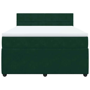Κρεβάτι Boxspring με Στρώμα Σκούρο Πράσινο 140x190εκ. Βελούδινο