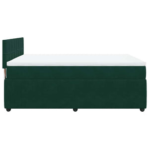 Κρεβάτι Boxspring με Στρώμα Σκούρο Πράσινο 140x190εκ. Βελούδινο