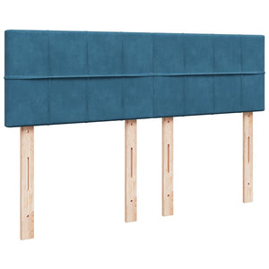 Κρεβάτι Boxspring με Στρώμα Μπλε 140x190 εκ. Βελούδινο - Pakobazaar