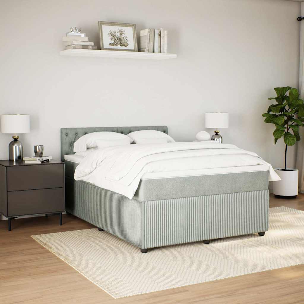 Κρεβάτι Boxspring με Στρώμα Ανοιχτό Γκρι 140x190 εκ. Βελούδινο