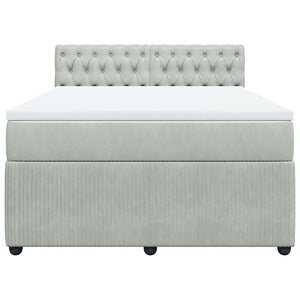 Κρεβάτι Boxspring με Στρώμα Ανοιχτό Γκρι 140x190 εκ. Βελούδινο