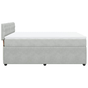Κρεβάτι Boxspring με Στρώμα Ανοιχτό Γκρι 140x190 εκ. Βελούδινο