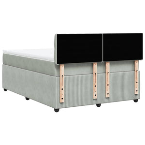 Κρεβάτι Boxspring με Στρώμα Ανοιχτό Γκρι 140x190 εκ. Βελούδινο
