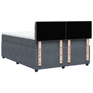 Κρεβάτι Boxspring με Στρώμα Σκούρο Γκρι 140x190 εκ. Βελούδινο