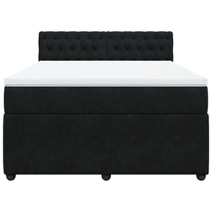 Κρεβάτι Boxspring με Στρώμα Μαύρο 140x190 εκ. Βελούδινο - Pakobazaar