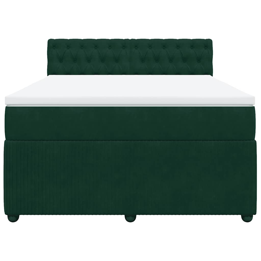 Κρεβάτι Boxspring με Στρώμα Σκούρο Πράσινο 140x190εκ. Βελούδινο