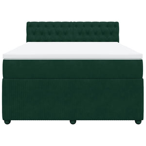 Κρεβάτι Boxspring με Στρώμα Σκούρο Πράσινο 140x190εκ. Βελούδινο