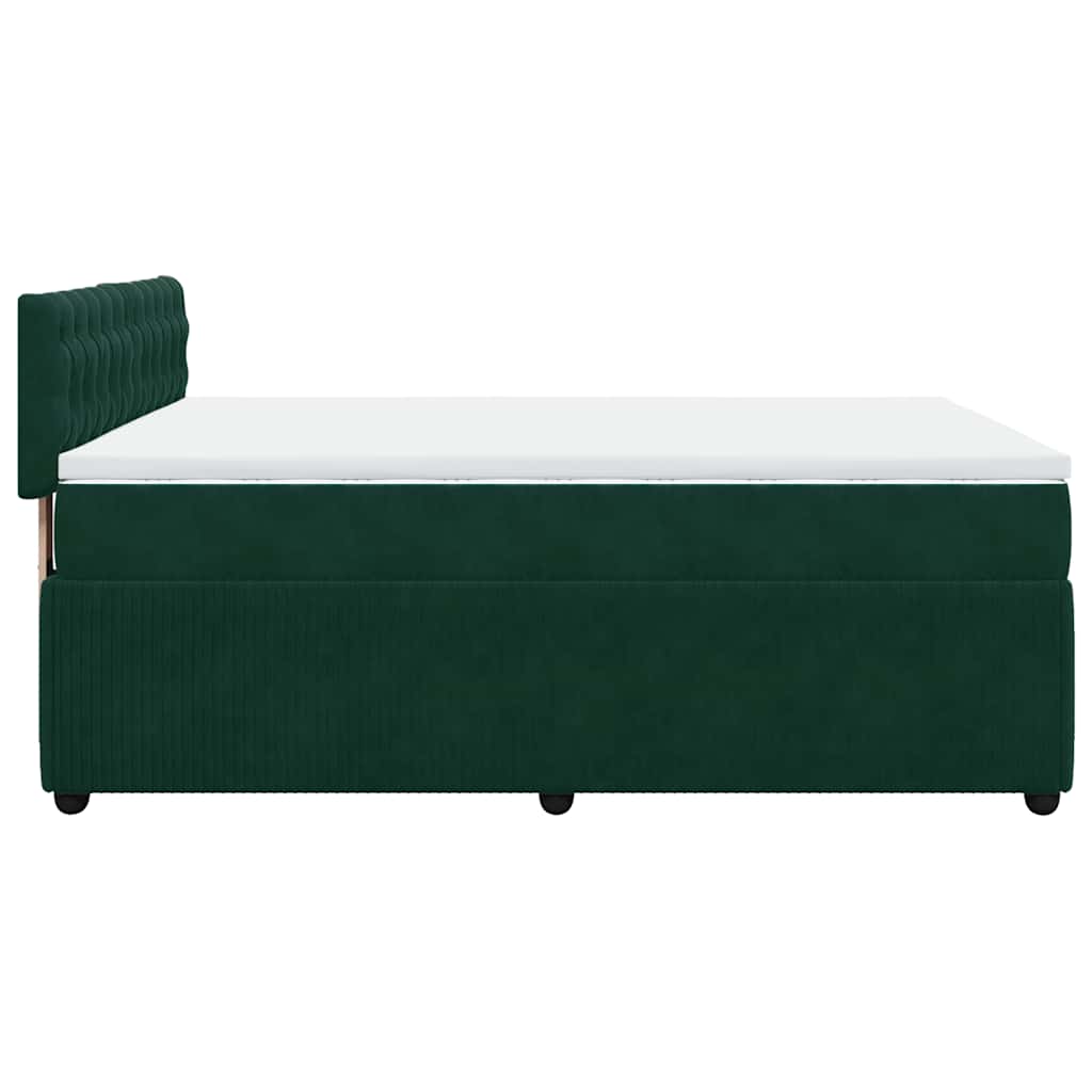 Κρεβάτι Boxspring με Στρώμα Σκούρο Πράσινο 140x190εκ. Βελούδινο