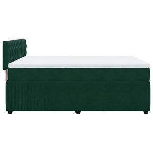 Κρεβάτι Boxspring με Στρώμα Σκούρο Πράσινο 140x190εκ. Βελούδινο