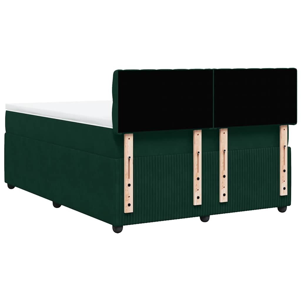 Κρεβάτι Boxspring με Στρώμα Σκούρο Πράσινο 140x190εκ. Βελούδινο