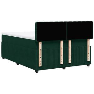 Κρεβάτι Boxspring με Στρώμα Σκούρο Πράσινο 140x190εκ. Βελούδινο