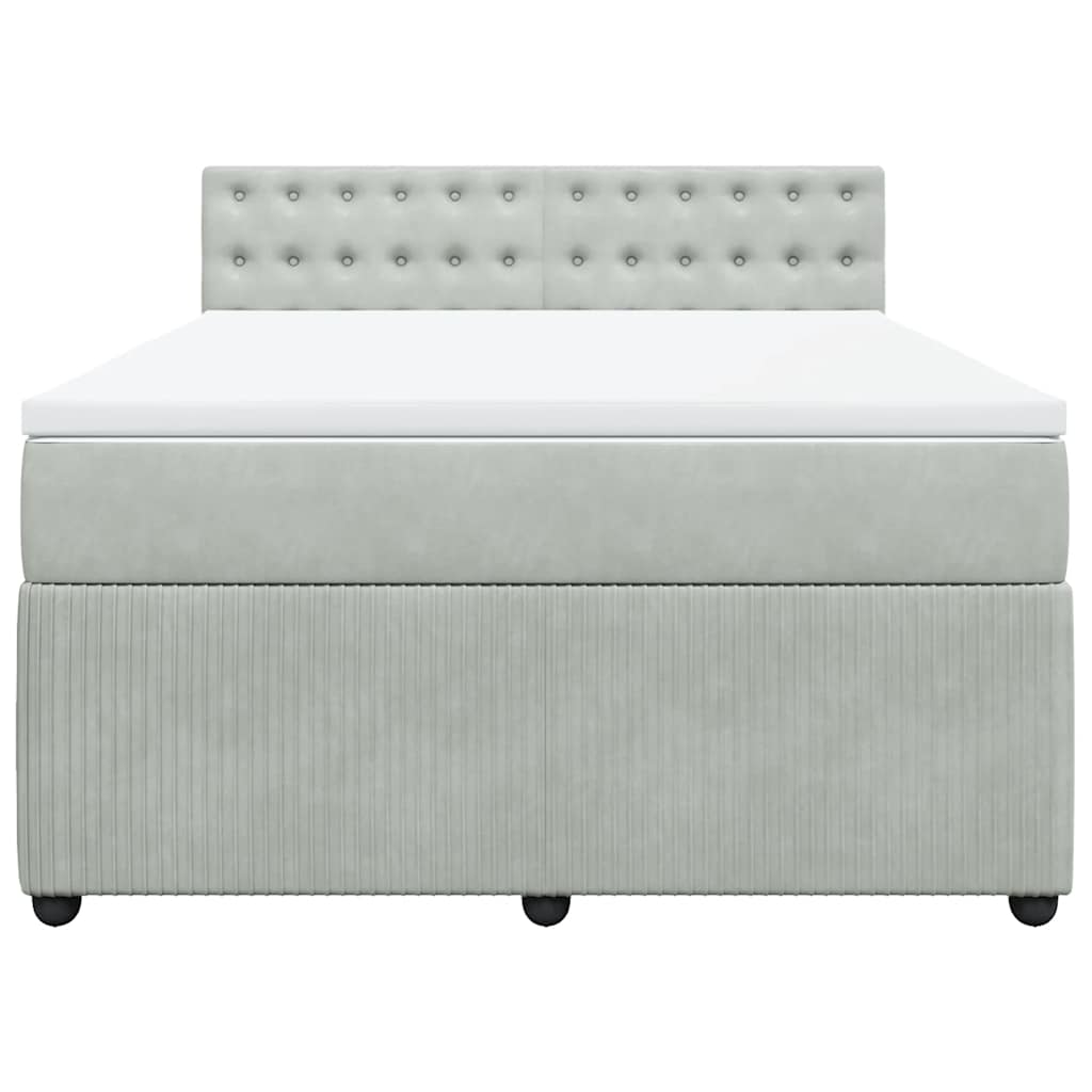 Κρεβάτι Boxspring με Στρώμα Ανοιχτό Γκρι 140x190 εκ. Βελούδινο - Pakobazaar
