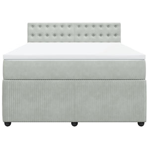 Κρεβάτι Boxspring με Στρώμα Ανοιχτό Γκρι 140x190 εκ. Βελούδινο - Pakobazaar