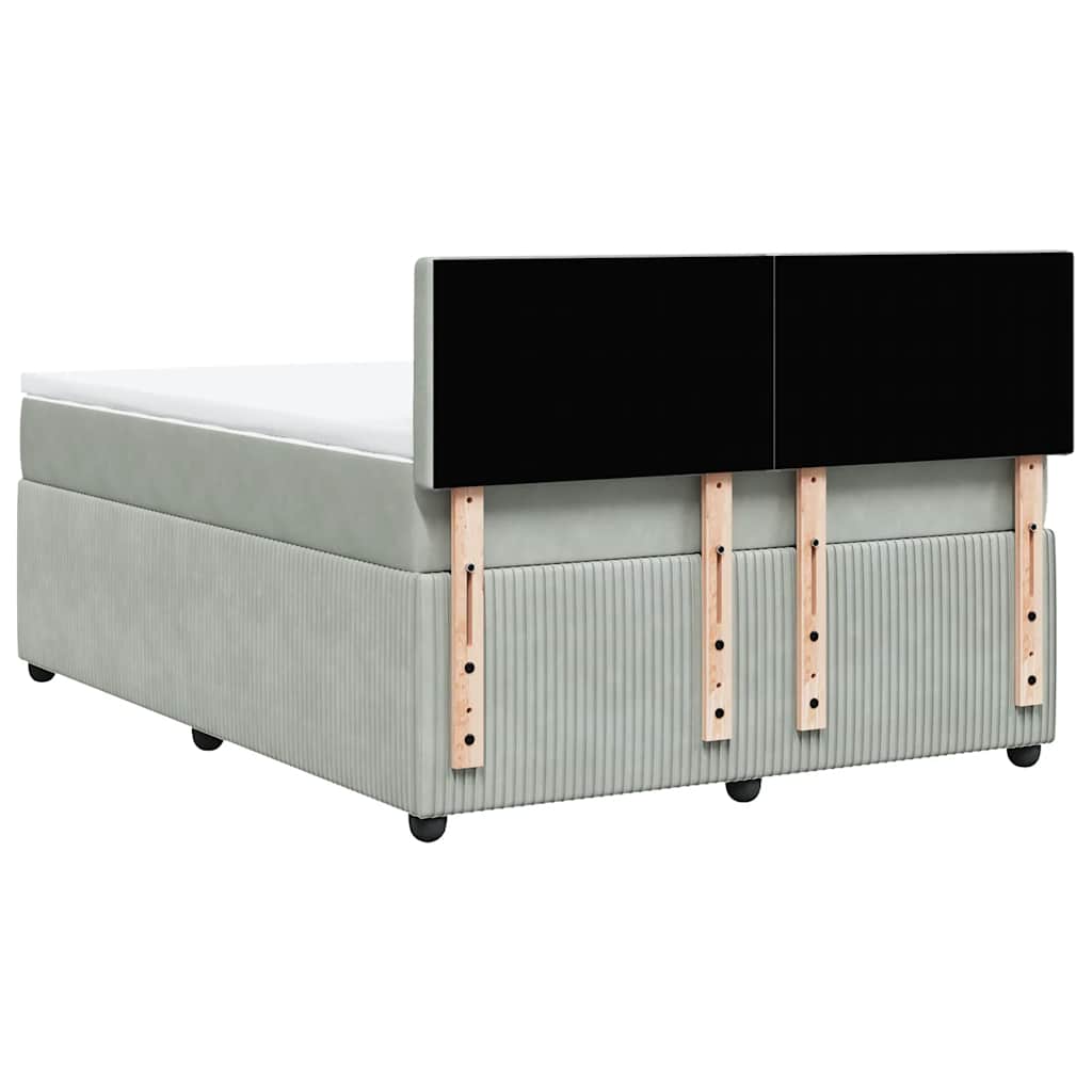 Κρεβάτι Boxspring με Στρώμα Ανοιχτό Γκρι 140x190 εκ. Βελούδινο - Pakobazaar