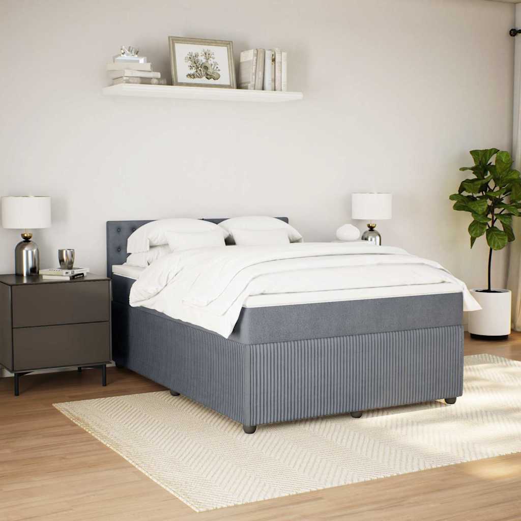 Κρεβάτι Boxspring με Στρώμα Σκούρο Γκρι 140x190 εκ. Βελούδινο