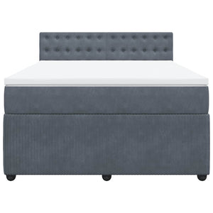 Κρεβάτι Boxspring με Στρώμα Σκούρο Γκρι 140x190 εκ. Βελούδινο