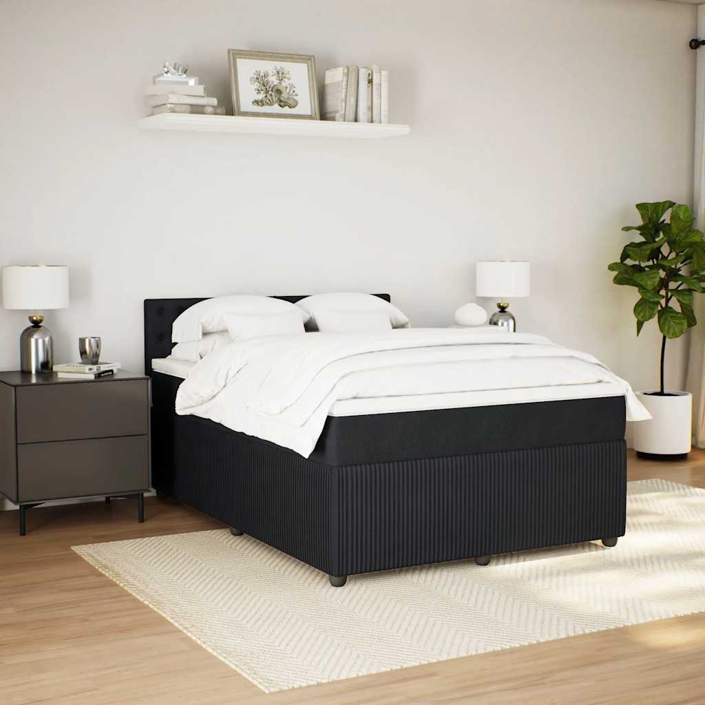 Κρεβάτι Boxspring με Στρώμα Μαύρο 140x190 εκ. Βελούδινο - Pakobazaar