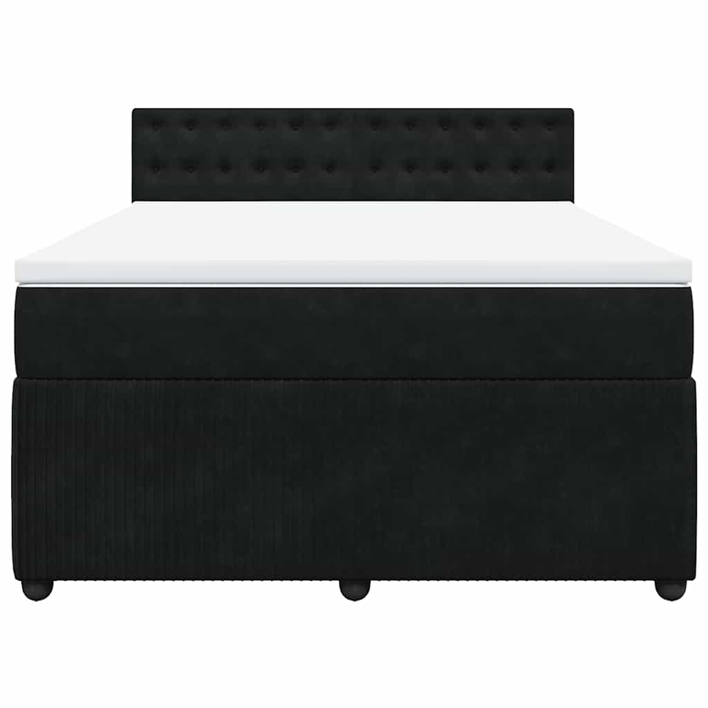 Κρεβάτι Boxspring με Στρώμα Μαύρο 140x190 εκ. Βελούδινο - Pakobazaar