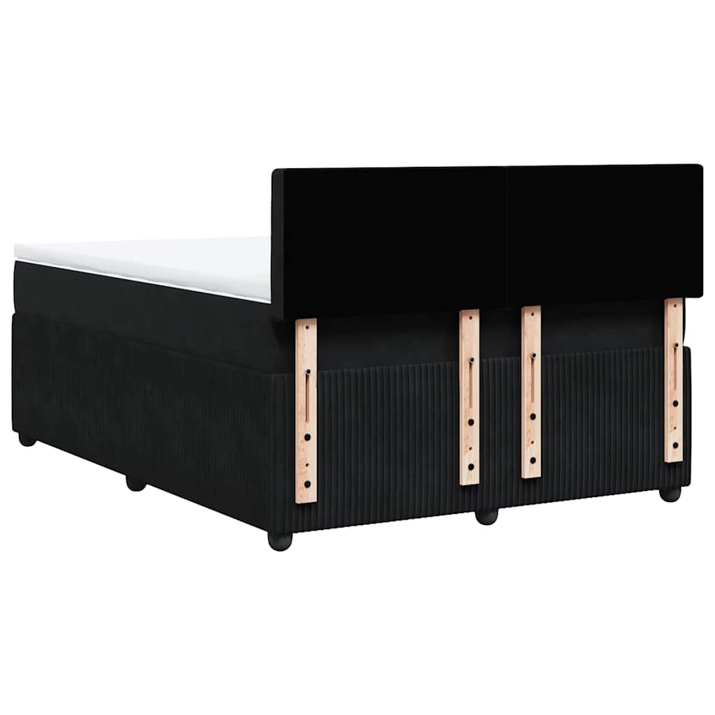 Κρεβάτι Boxspring με Στρώμα Μαύρο 140x190 εκ. Βελούδινο - Pakobazaar