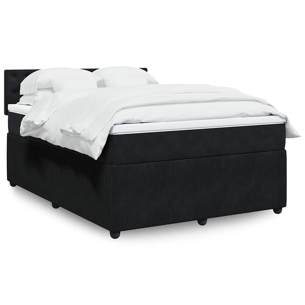 Κρεβάτι Boxspring με Στρώμα Μαύρο 140x190 εκ. Βελούδινο - Pakobazaar