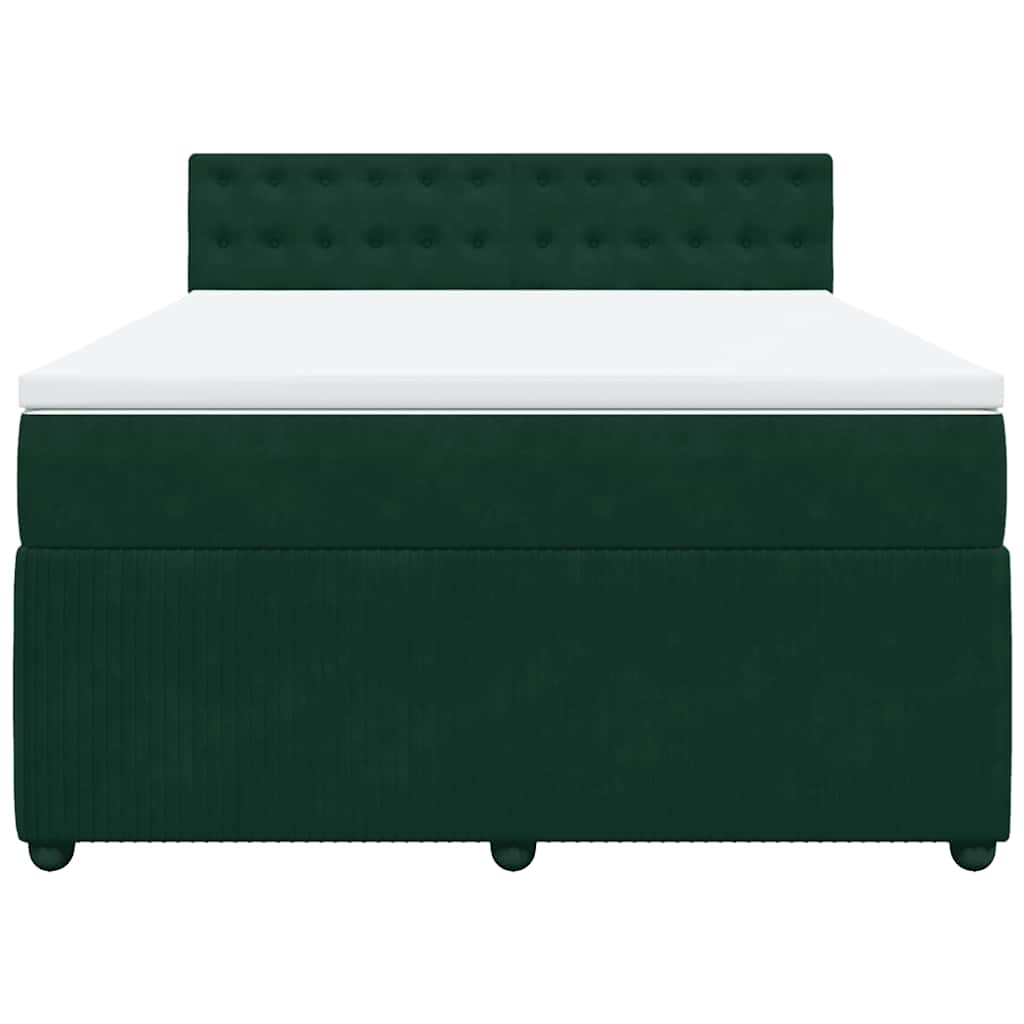 Κρεβάτι Boxspring με Στρώμα Σκούρο Πράσινο 140x190εκ. Βελούδινο