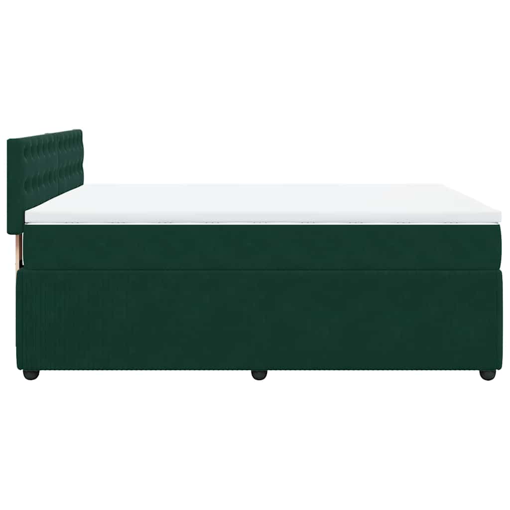 Κρεβάτι Boxspring με Στρώμα Σκούρο Πράσινο 140x190εκ. Βελούδινο